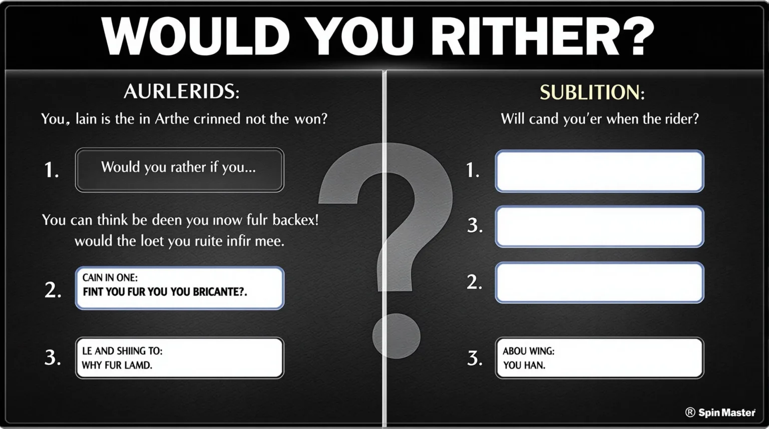 Would You Rather Board Game: Rules, Setup & Buying Guide Board Game Rules - Would You Rather by Spin Master