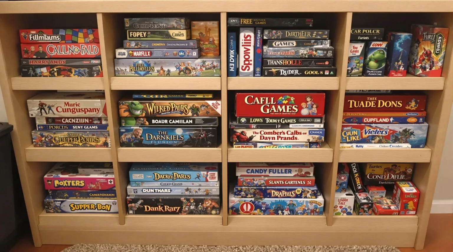 Board game storage and organization systems for home collections
