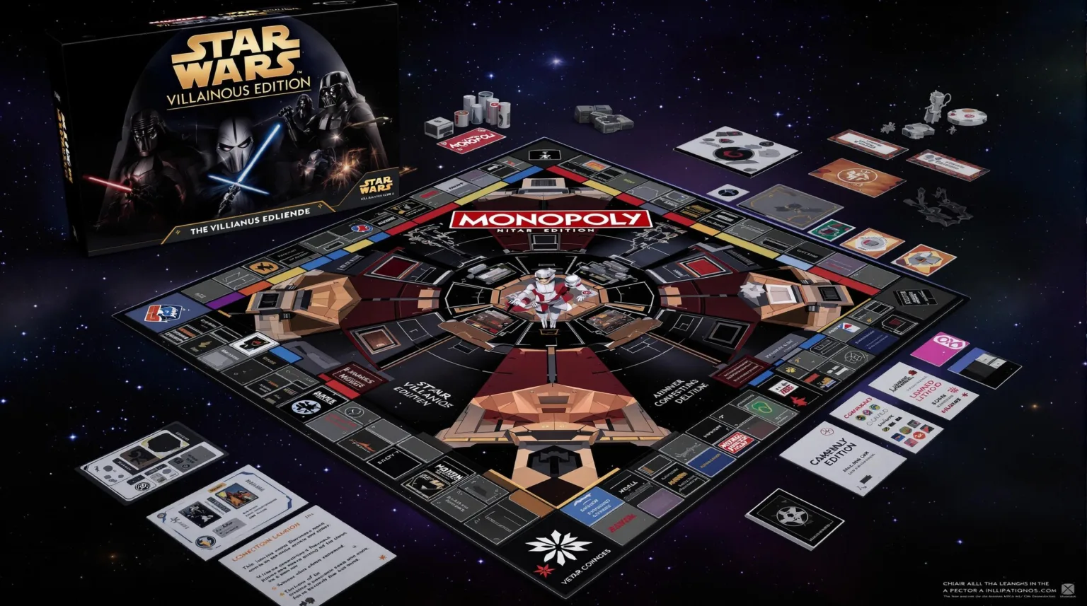 Star Wars Monopoly Villainous Edition: A Galactic Collector’s Dream Board game components and design of Star Wars Monopoly: Villainous Edition