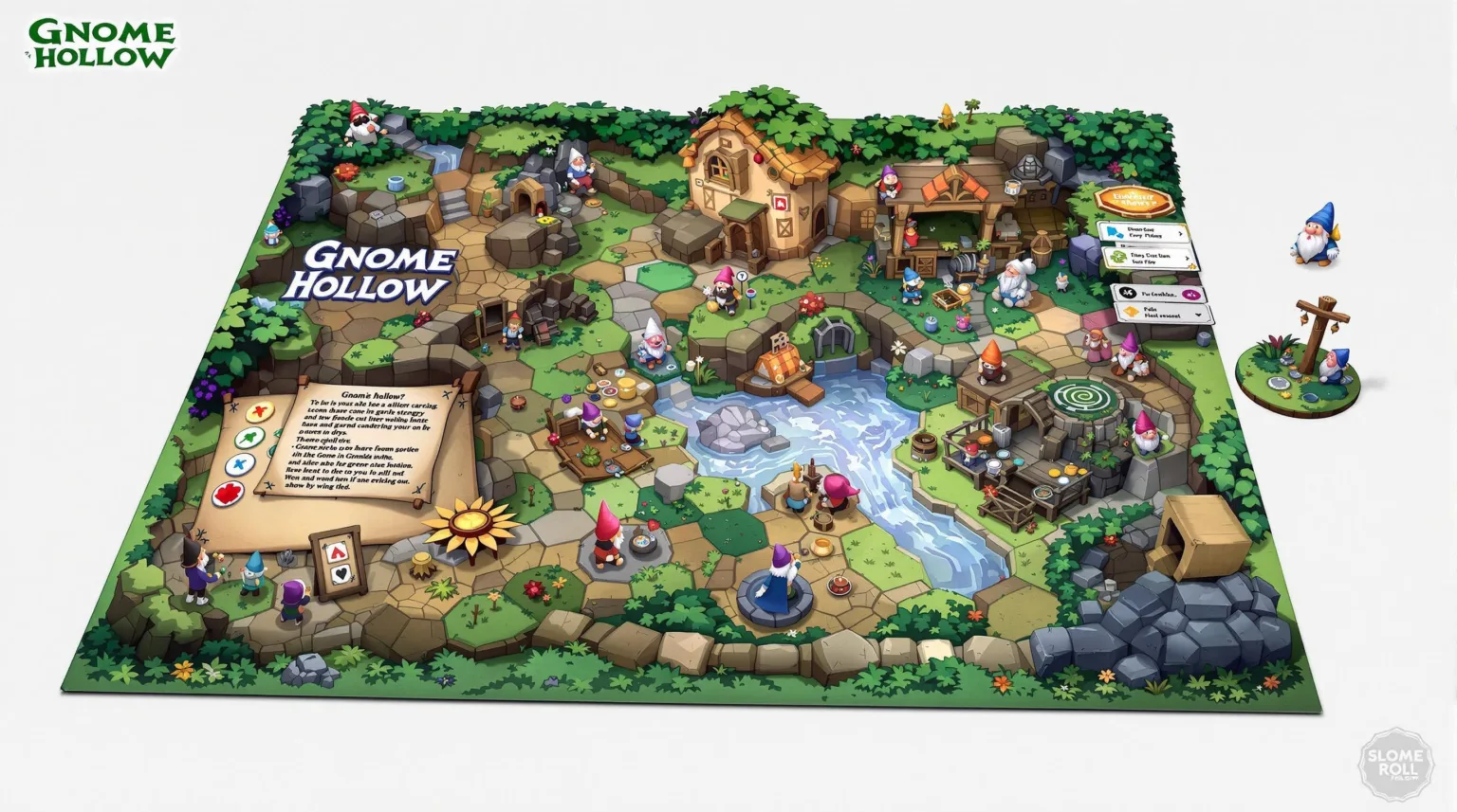 Board game design - Fantasy garden-themed cooperative strategy game (Gnome Hollow)