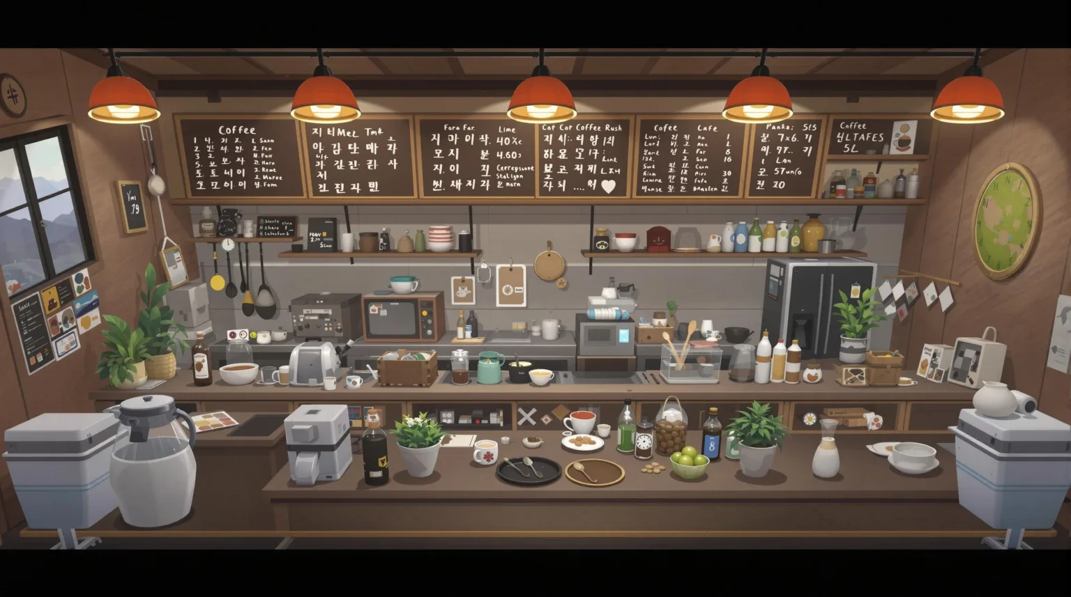 Board game - Coffee Rush (Korean cafe-themed resource management and time pressure game by Dávid Turczi and Dávid Szikszai)