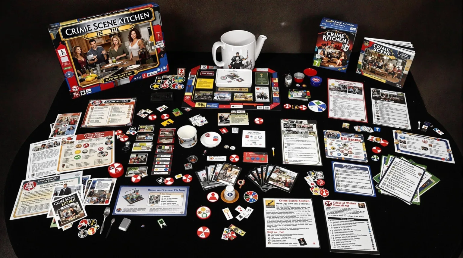 Crime Scene Kitchen Board Game: A Sweet Twist on Mystery Fun Board Game Components and Setup for Crime Scene Kitchen TV Show Adaptation