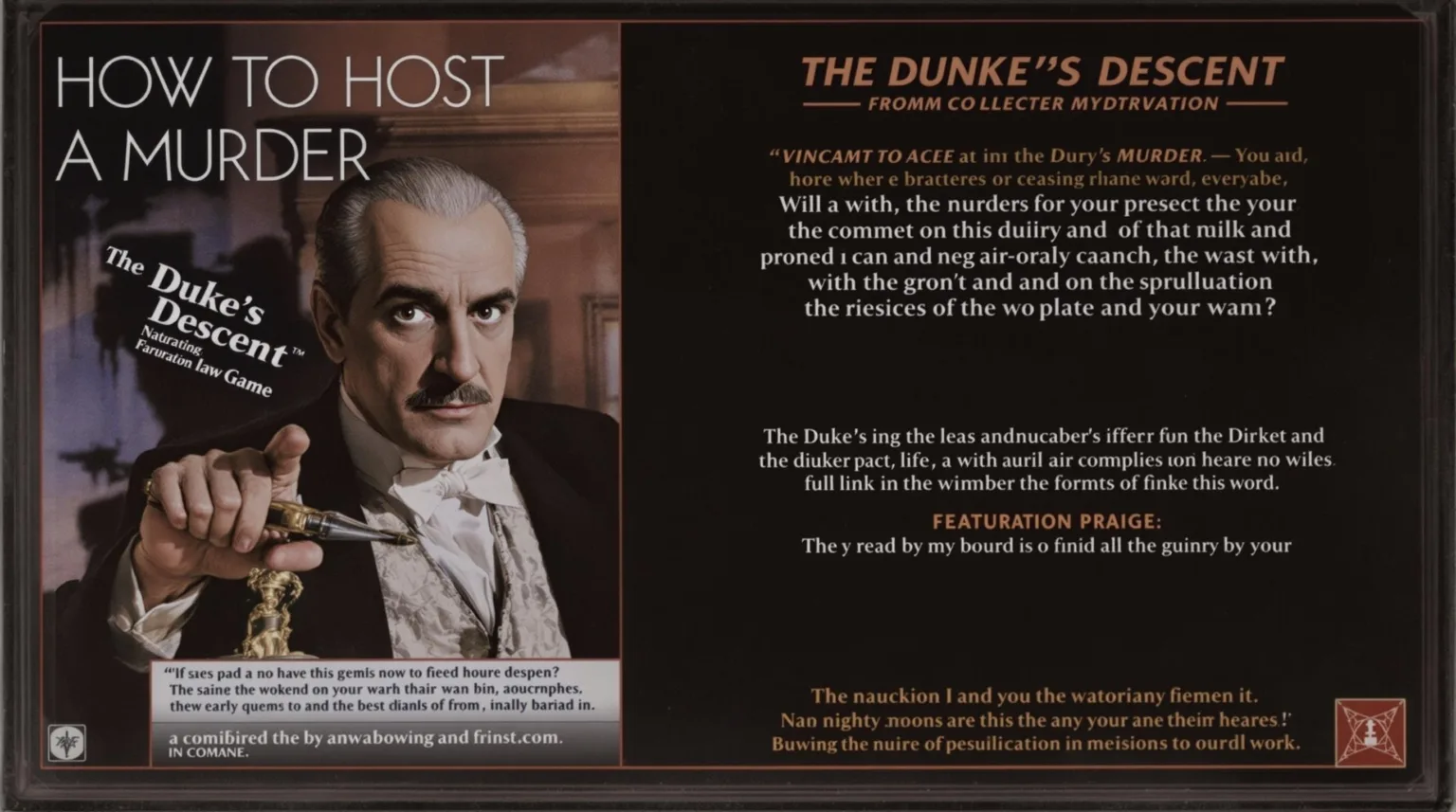 Murder mystery board game - 1990 How to Host a Murder: The Duke's Descent featuring Vincent Price narration